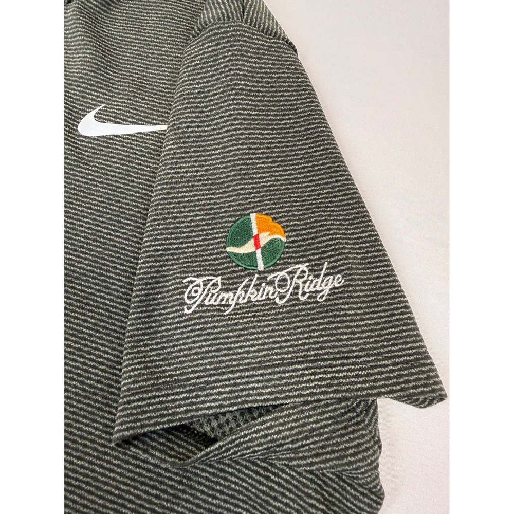 Nike Golf Womens Dri-FIT Polo Shirt Large Olive Green Stripe Pumpkin Ridge Logo - Picture 5 of 10